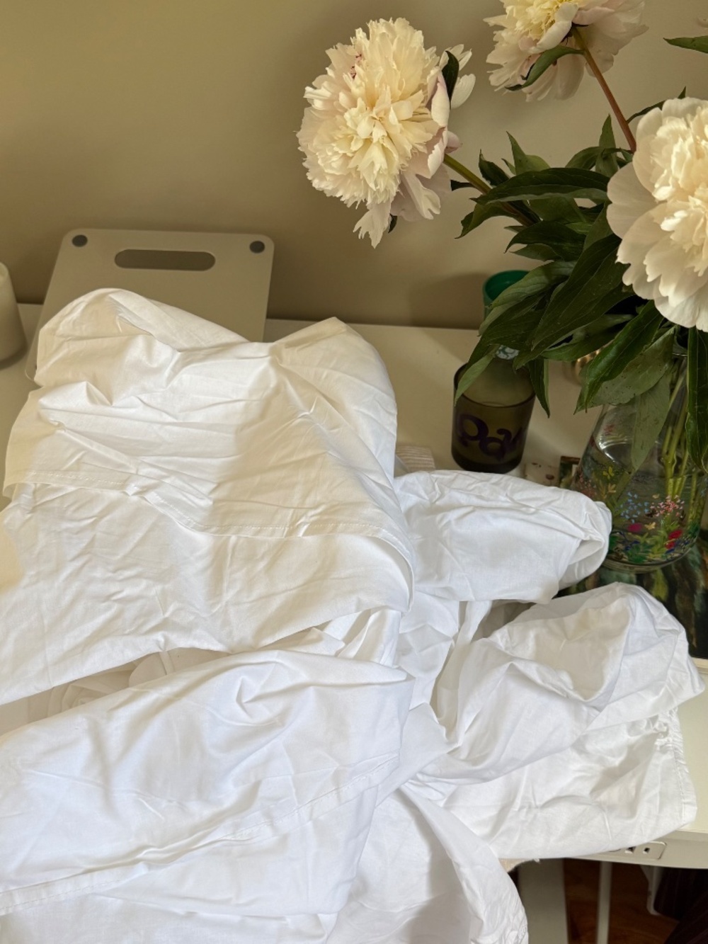 NEW NEVER USED French 100% Cotton Fitted Sheet – WHITE – European double size - Picture 3 of 6